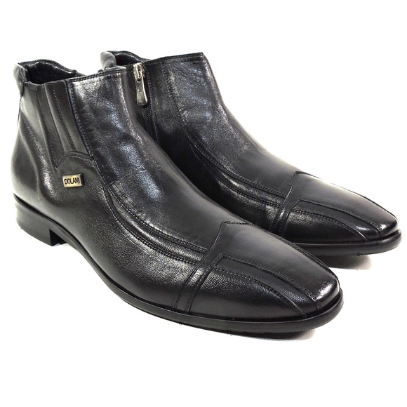 ERNESTO DOLANI 🇮🇹 MEN'S BLACK SOFT LEATHER WINTER ANKLE BOOTIE - Picture 3 of 8